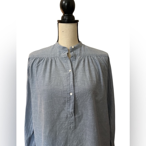 Nili Lotan Cotton Ruched Tunic Top -Blue Sz. Small - Picture 5 of 7